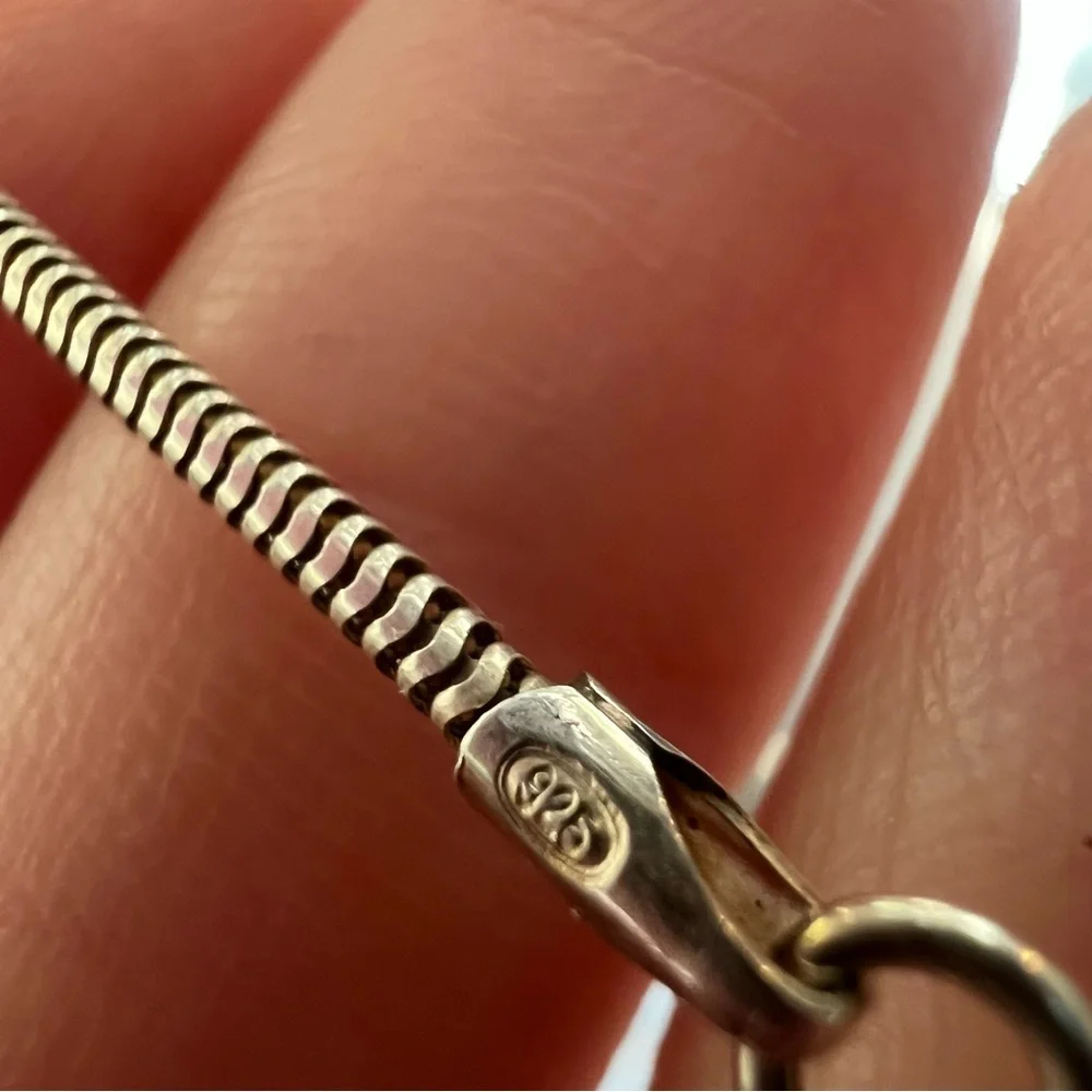 Silver plated/silver red stone pendant on a sterling silver chain - Picture 8 of 16